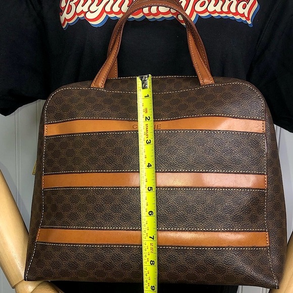 CELINE Macadam Blason Triumph Brown Carry-On Orange Leather Stripes Authentic - Picture 14 of 17